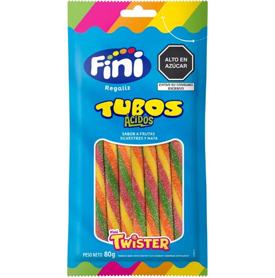 FINI REGALIZ TUBOS ACIDOS TWISTER x 80g